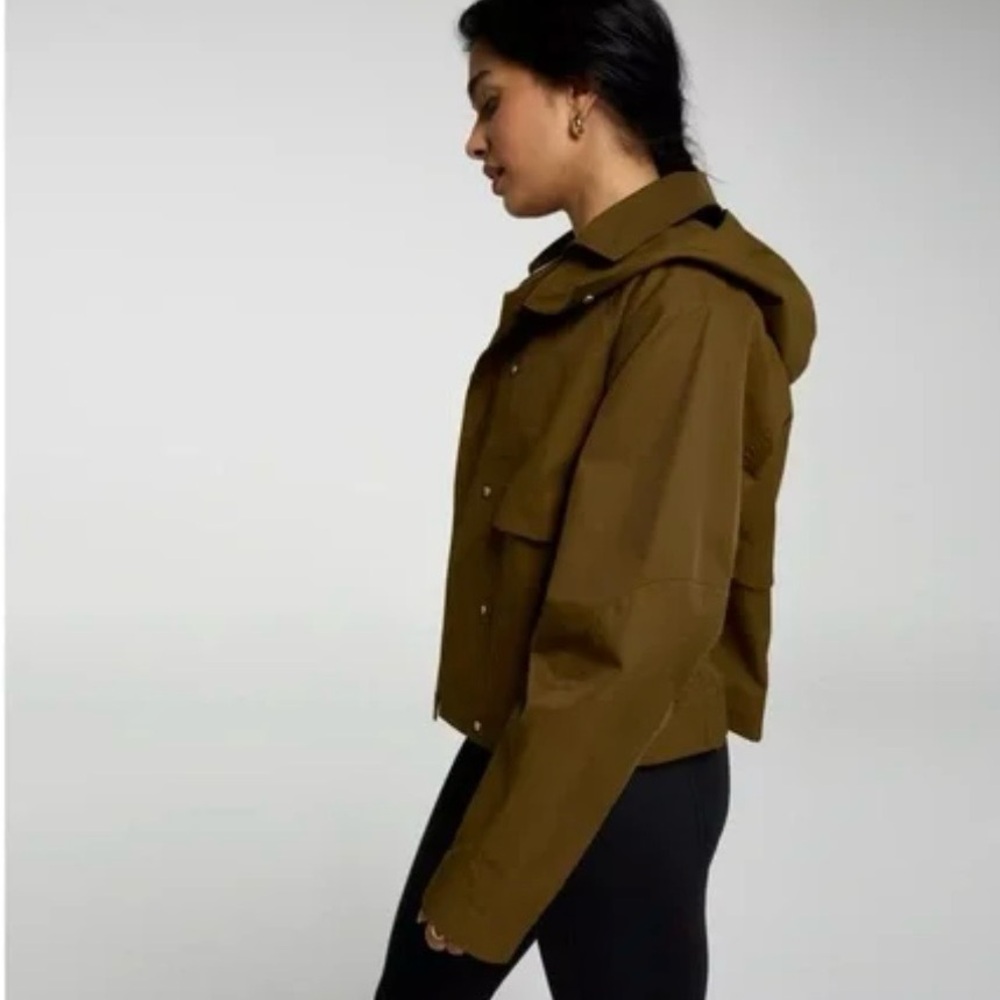 CALIA Women's Crop Trench Jacket - Dark Khaki Olive - Picture 3 of 8